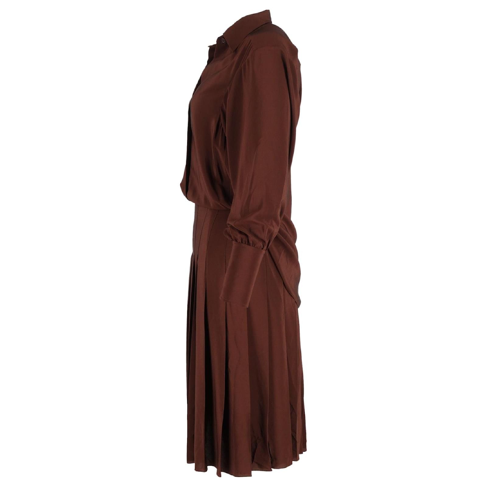 Chloe o1y0825 Midi Dress in Chocolate Brown Size XS / US 0-2 / IT 36-38 - 2 Thumbnail