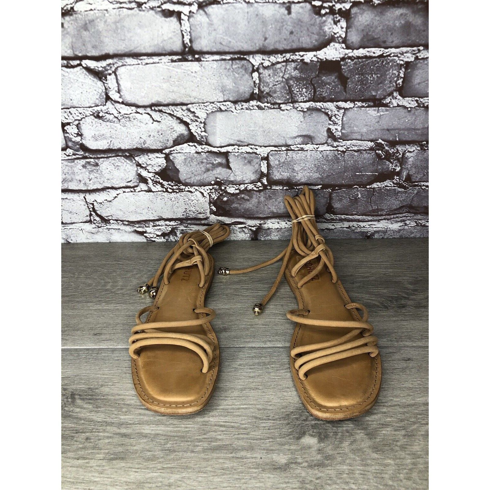 Other SCHUTZ Magdalena Nude Caramel Nubuck Boho Ankle Lace Sandals Size US 7 / IT 37 - 11 Thumbnail
