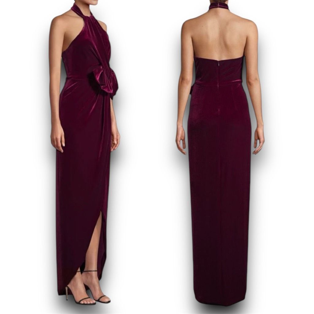 Halo Black Halo, Estelle Smashing Berry High-Low Velvet Halter Bo Size S / US 4 / IT 40 - 2 Thumbnail