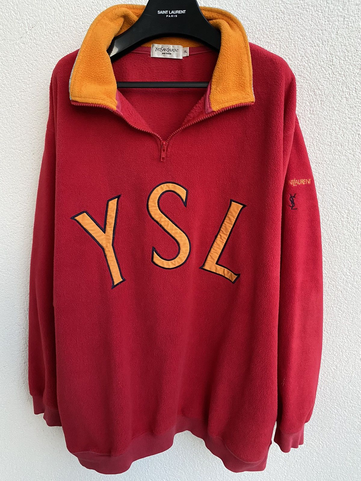 Yves Saint Laurent Fleece YSL Sweatshirt Quarter Zip Big Logo Vintage Sweater Size US XL / EU 56 / 4 - 21 Thumbnail