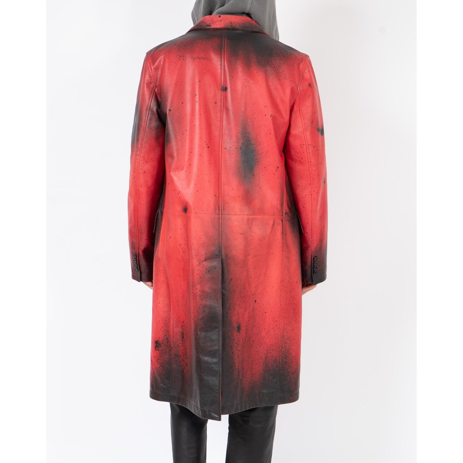 Calvin Klein 205W39NYC SS18 Oversized Coat in Hand Painted Red Leather Size US M / EU 48-50 / 2 - 5 Thumbnail