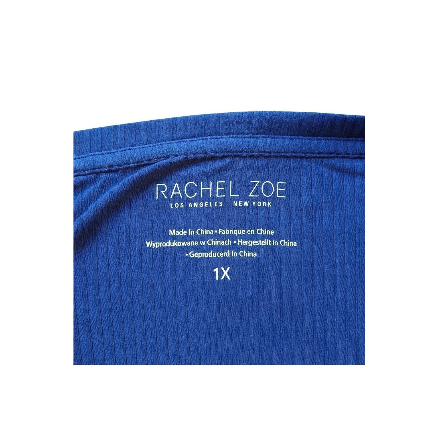 Rachel Zoe Rachel Zoe Women’s Plus Size 1X Ribbed V-Neck Top | Blue 3/4 Size XL / US 12-14 / IT 48-50 - 3 Thumbnail