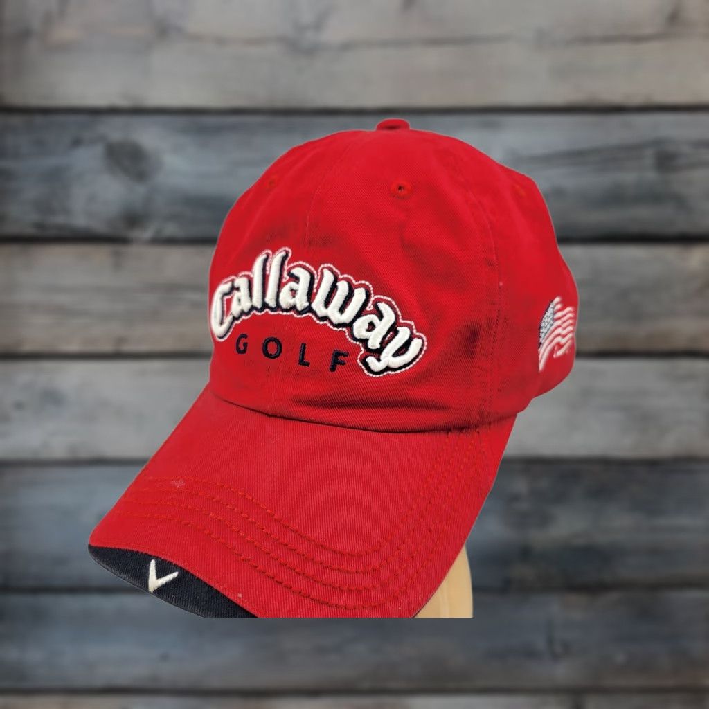 Callaway Callaway Distressed Red Adult Strapback Golf Hat Cap Baseball Cap Men Size ONE SIZE - 1 Thumbnail