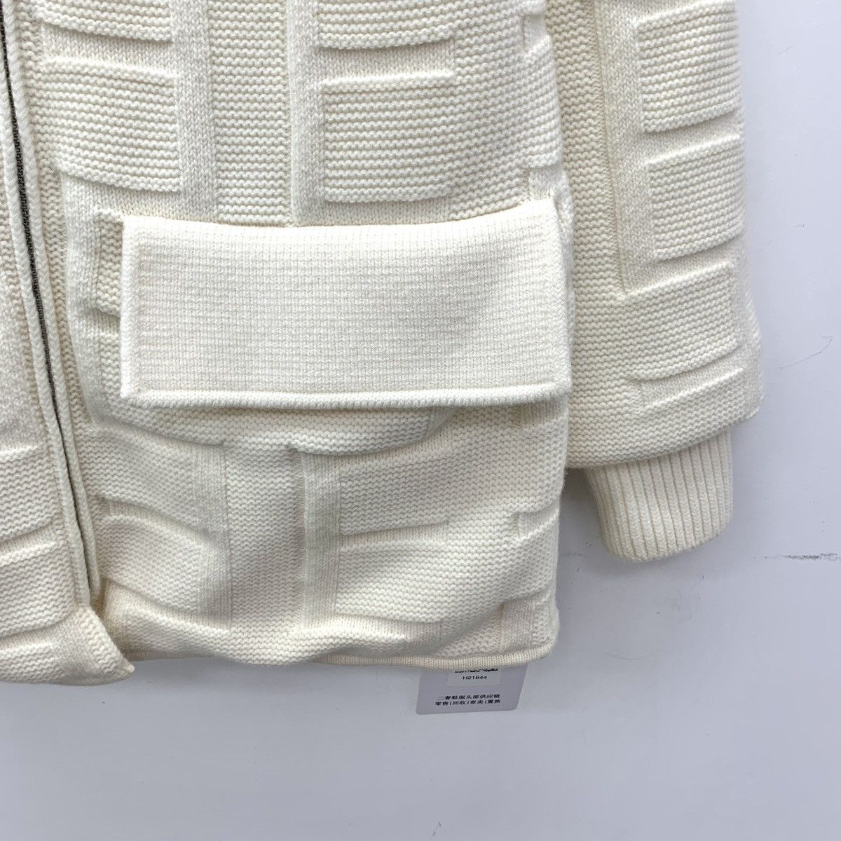 Hermes Hermes Beige Jacquard Textured Wool Knit Jacket Size XXS / US 00 / IT 34 - 4 Thumbnail