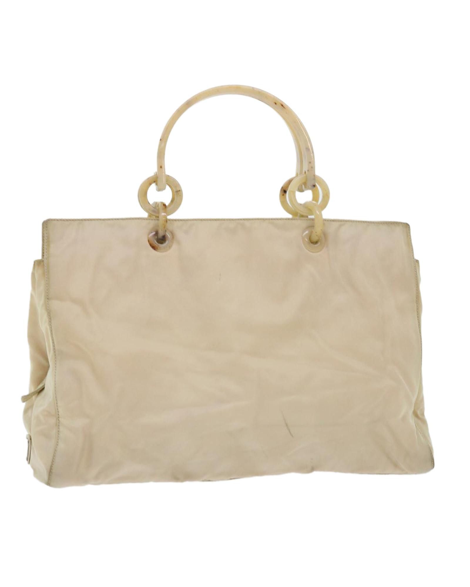 image of Prada Sophisticated Nylon Handbag in Beige, Women's