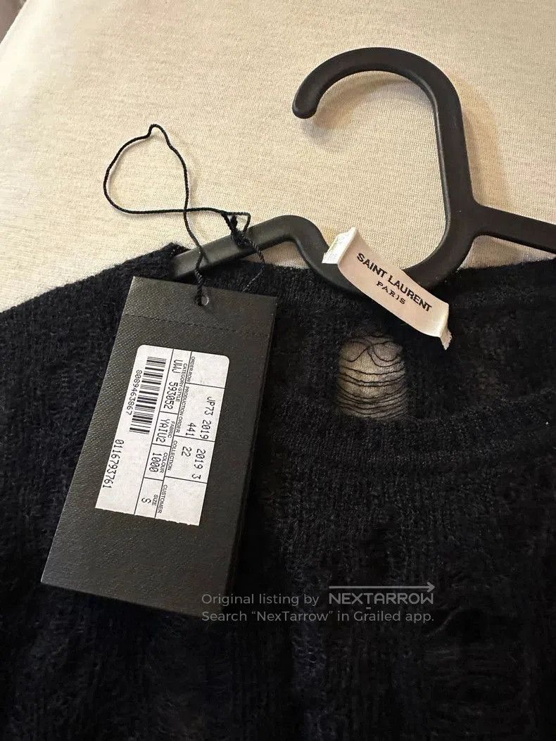 Yves Saint Laurent YSL Mohair Slim Sheer Knit Sweater. Size S / US 4 / IT 40 - 3 Thumbnail