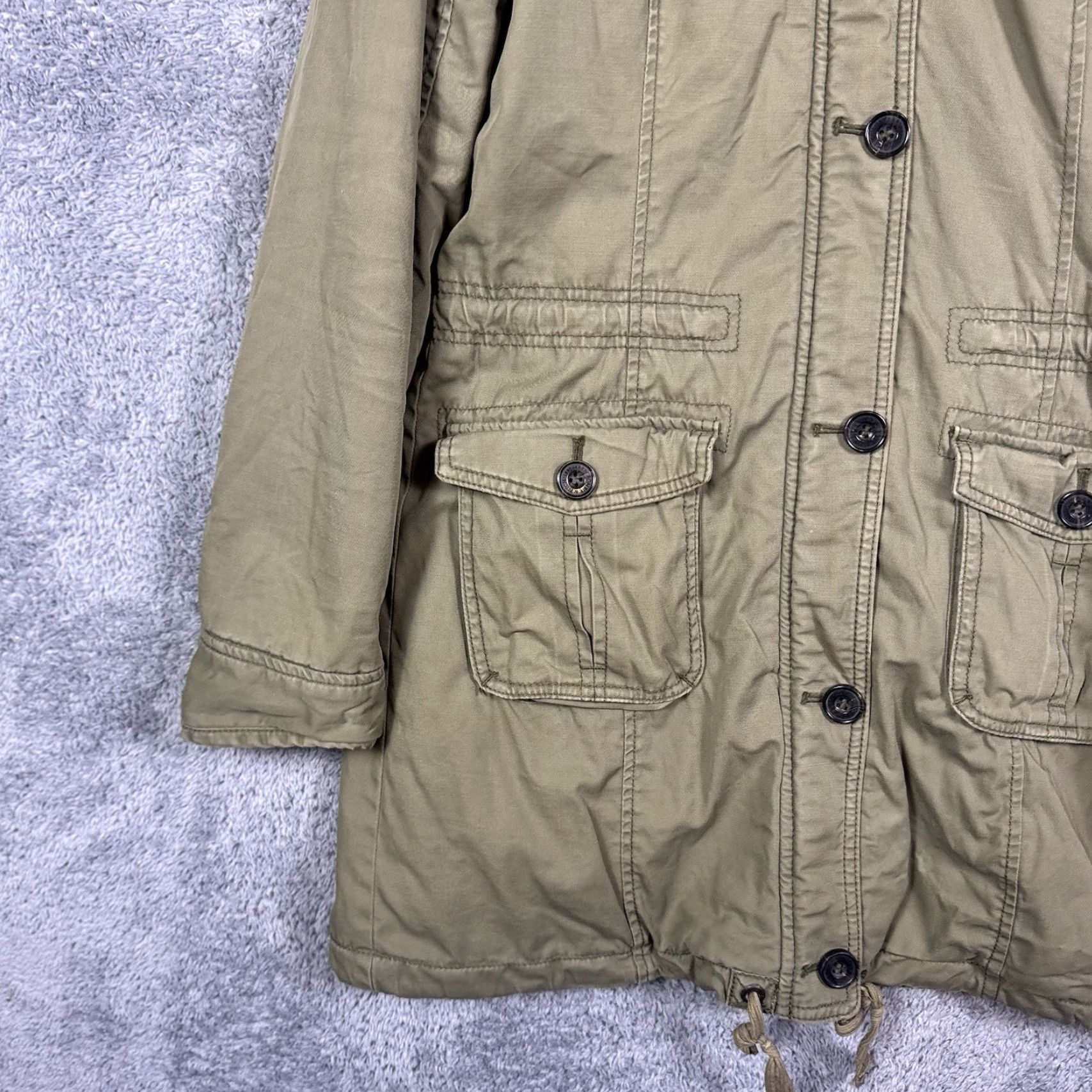 Abercrombie & Fitch Abercrombie & Fitch Jacket Womens M Sherpa Parka Trench Field Chore Coat VTG Y2K Green Hooded Long Sleeve Size M / US 6-8 / IT 42-44 - 3 Thumbnail