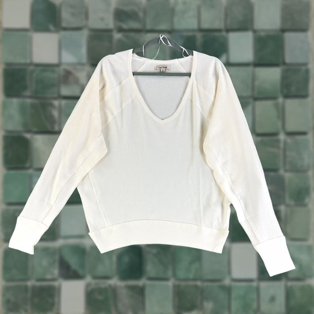 Free People Free People Santa Clara Thermal Top Womens Small Alabaster Ribbed Dolman Size S / US 4 / IT 40 - 1 Thumbnail