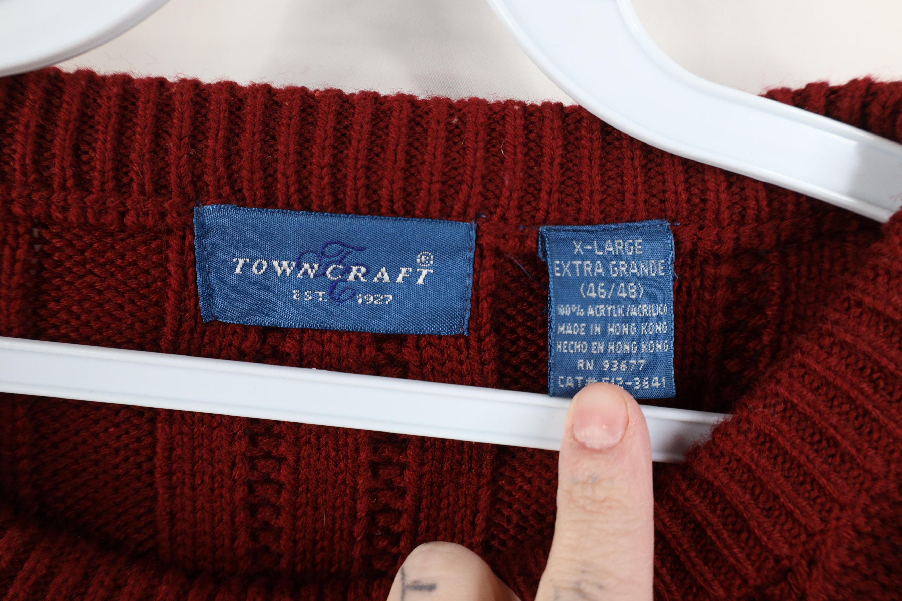 Vintage Vintage 90s Streetwear Cable Knit Crewneck Sweater Red Size US XL / EU 56 / 4 - 4 Thumbnail