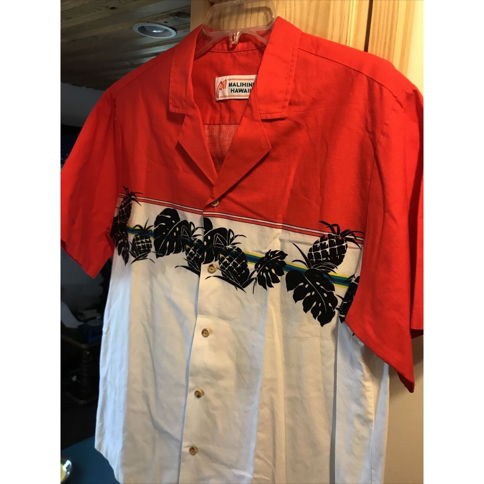 Other Malihini Mens L Red White Pineapple SS Button Hawaiian Shirt Size US L / EU 52-54 / 3 - 8 Thumbnail