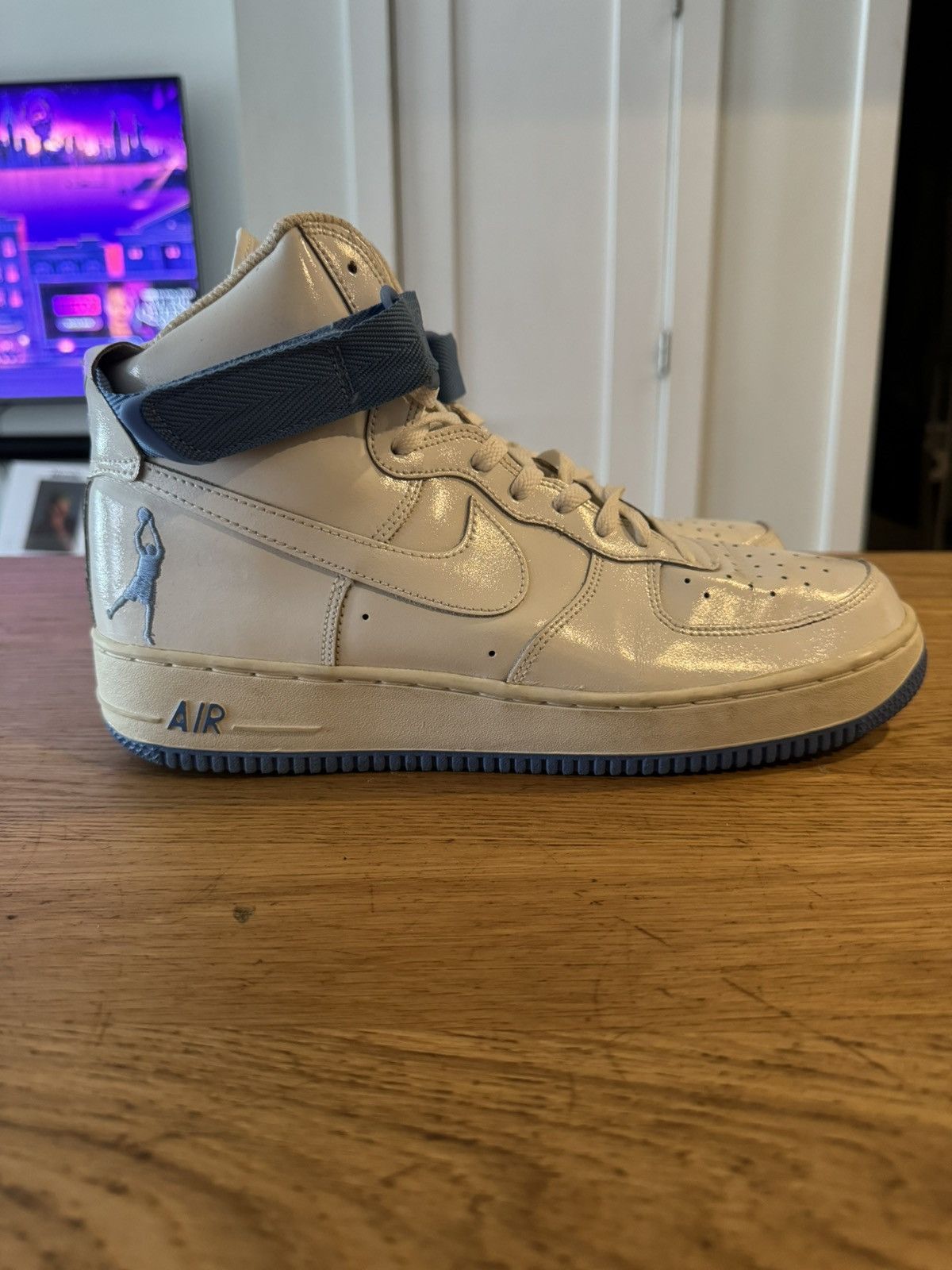image of Nike Air Force 1 Sheed Hi Carolina Shoes in White, Men's (Size 12)