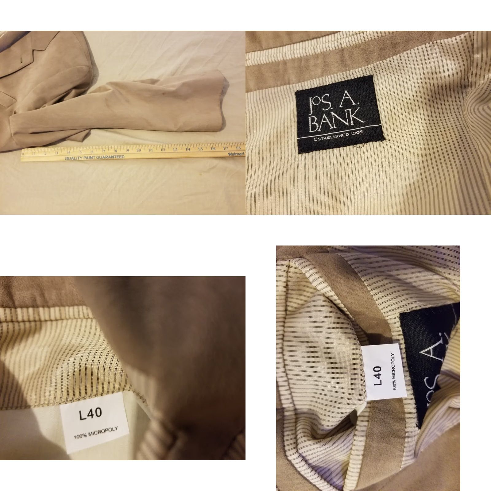 Jos. A. Bank Jos. A. Bank Jacket 40L Blazer Mens Khaki Beige 2 Piece Regular Size 40 Men Size 40R - 8 Thumbnail