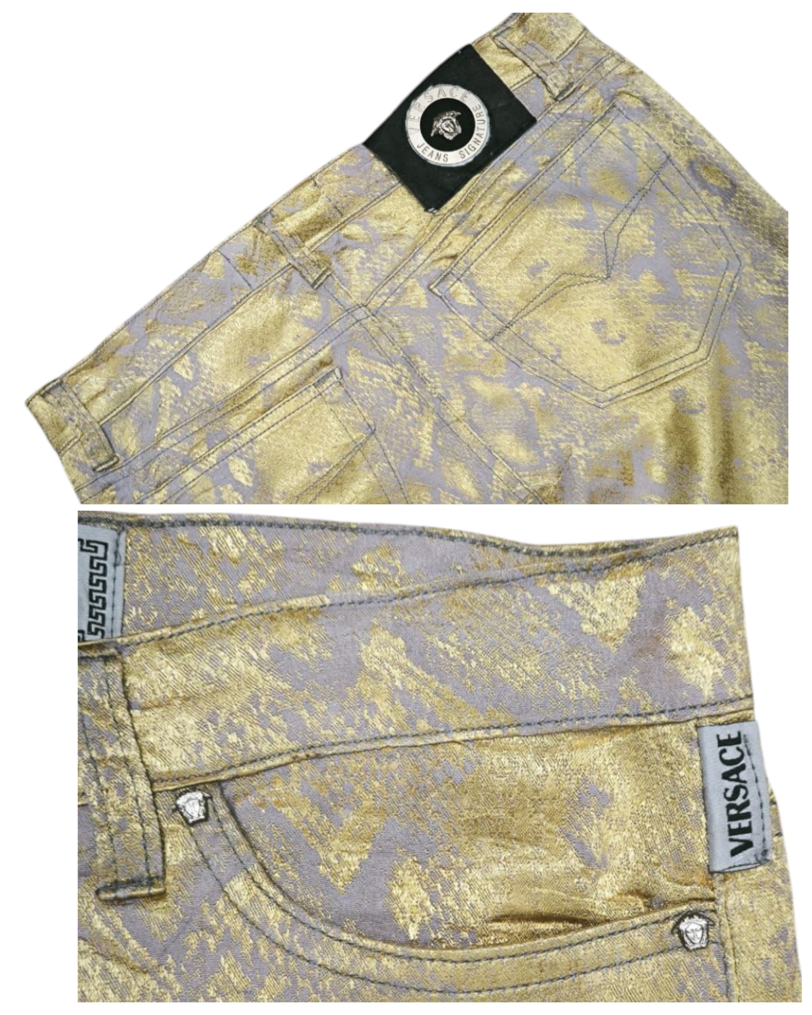 Versace Rare VERSACE bronze metallic barocco borcate pants Size 27" / US 4 / IT 40 - 10 Thumbnail