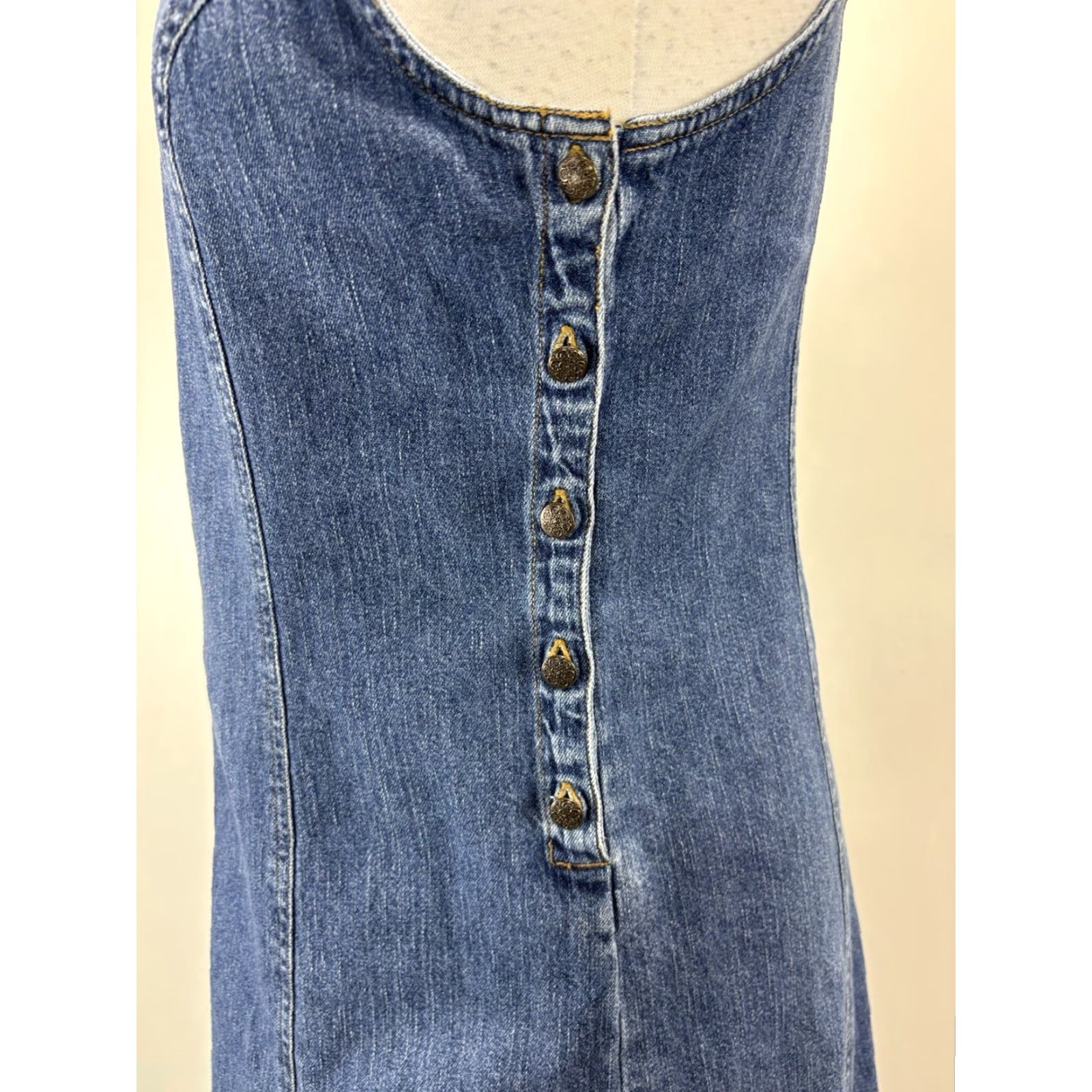 Vintage VINTAGE Bryn Connelly Denim Maxi Jumper Dress Teacher 6P Blue 1990s Petite Casual Size M / US 6-8 / IT 42-44 - 6 Thumbnail