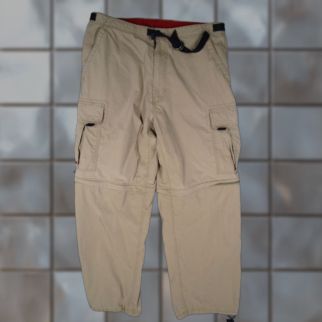Abercrombie & Fitch VINTAGE Abercrombie & Fitch Pants Men Medium Beige Belted Convertible Cargo Pants 90s Army Bohemian Nature Outdoor Pocketless? Size US 31 - 1 Thumbnail