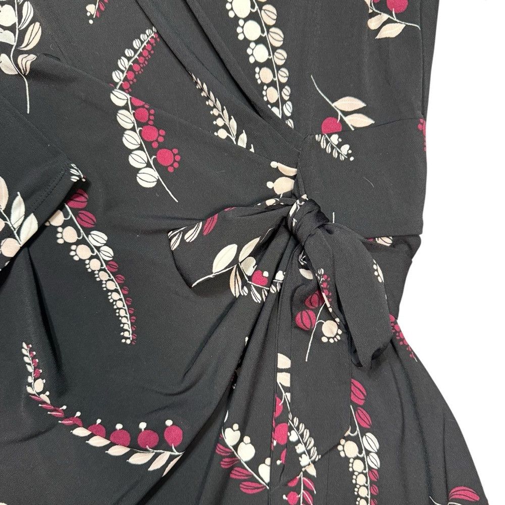Ann Taylor Ann Taylor Black Floral Print 3/4 Sleeve Side Tie Dress Siz Size S / US 4 / IT 40 - 6 Thumbnail