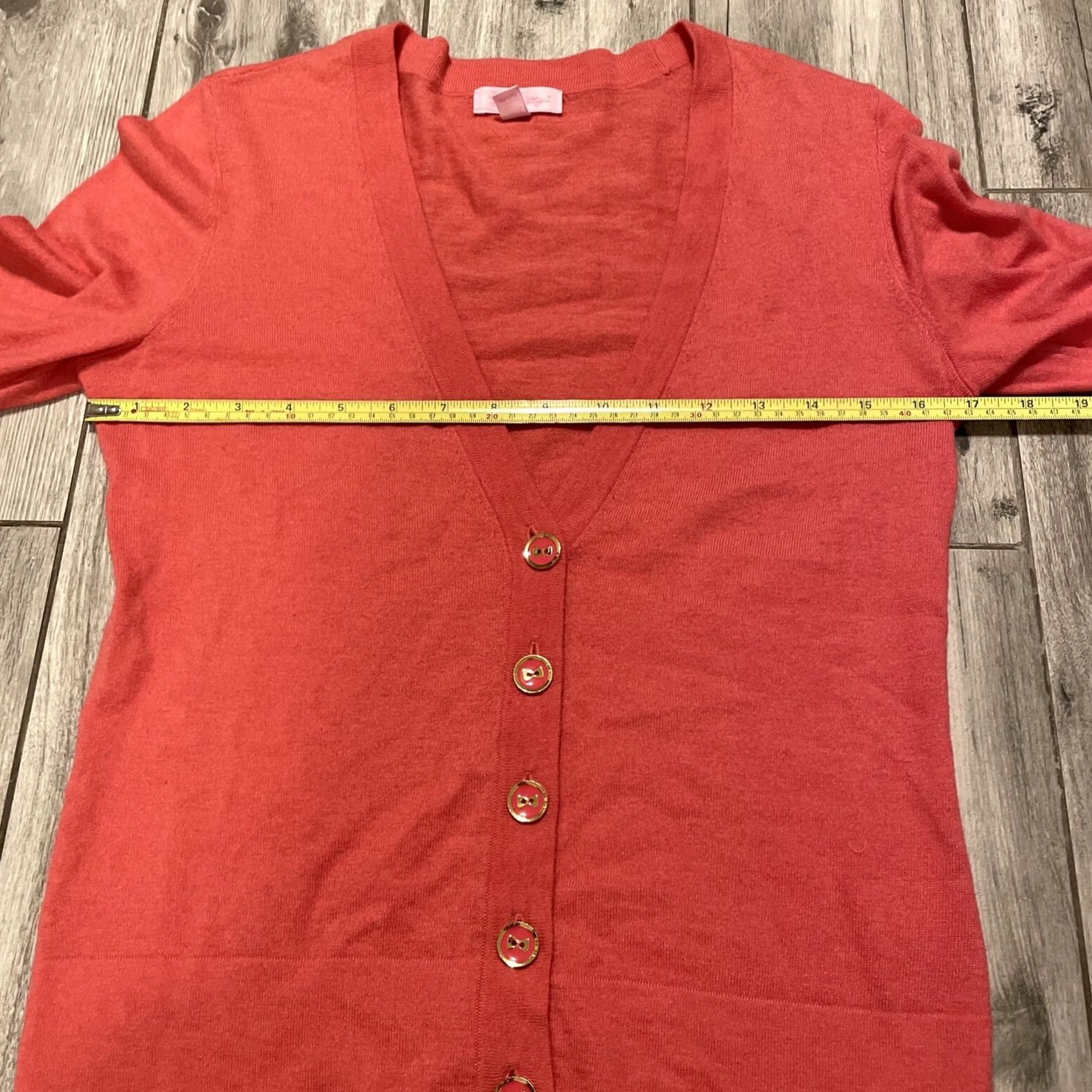 Lilly Pulitzer Lilly Pulitzer Cardigan Sweater M Women Wool Blend Button Front V-Neck Preppy Coral Pink/Med, Regular, Knit, Long Sleeve, Button, Winter Style Size M / US 6-8 / IT 42-44 - 6 Thumbnail
