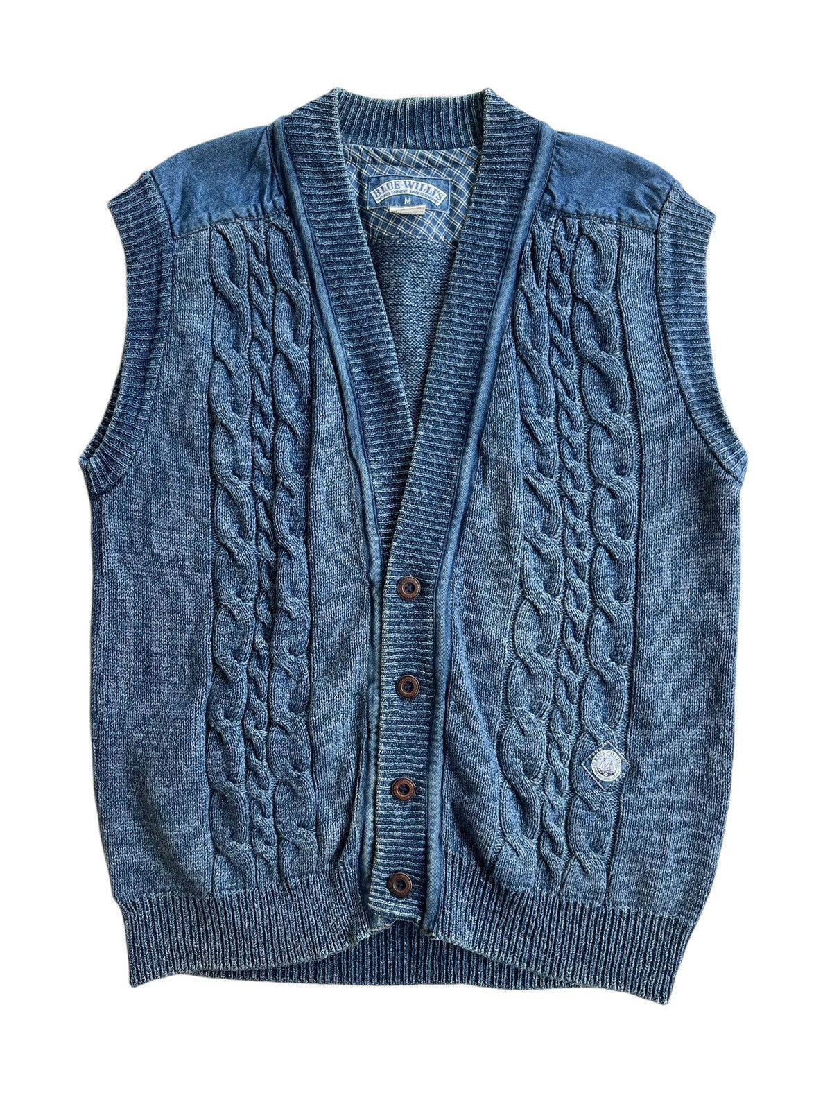Aran Isles Knitwear Blue Willis Aran Sleeveless Knitted Pattern Vest Size US M / EU 48-50 / 2 - 1 Thumbnail
