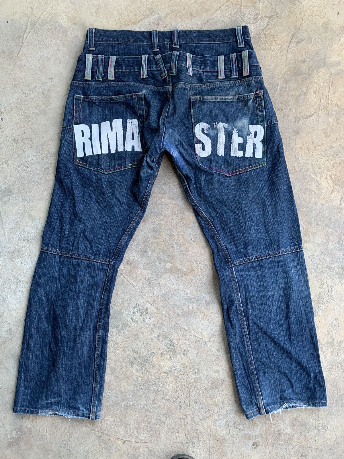 Rimaster Double Waist Distressed Denim Jeans