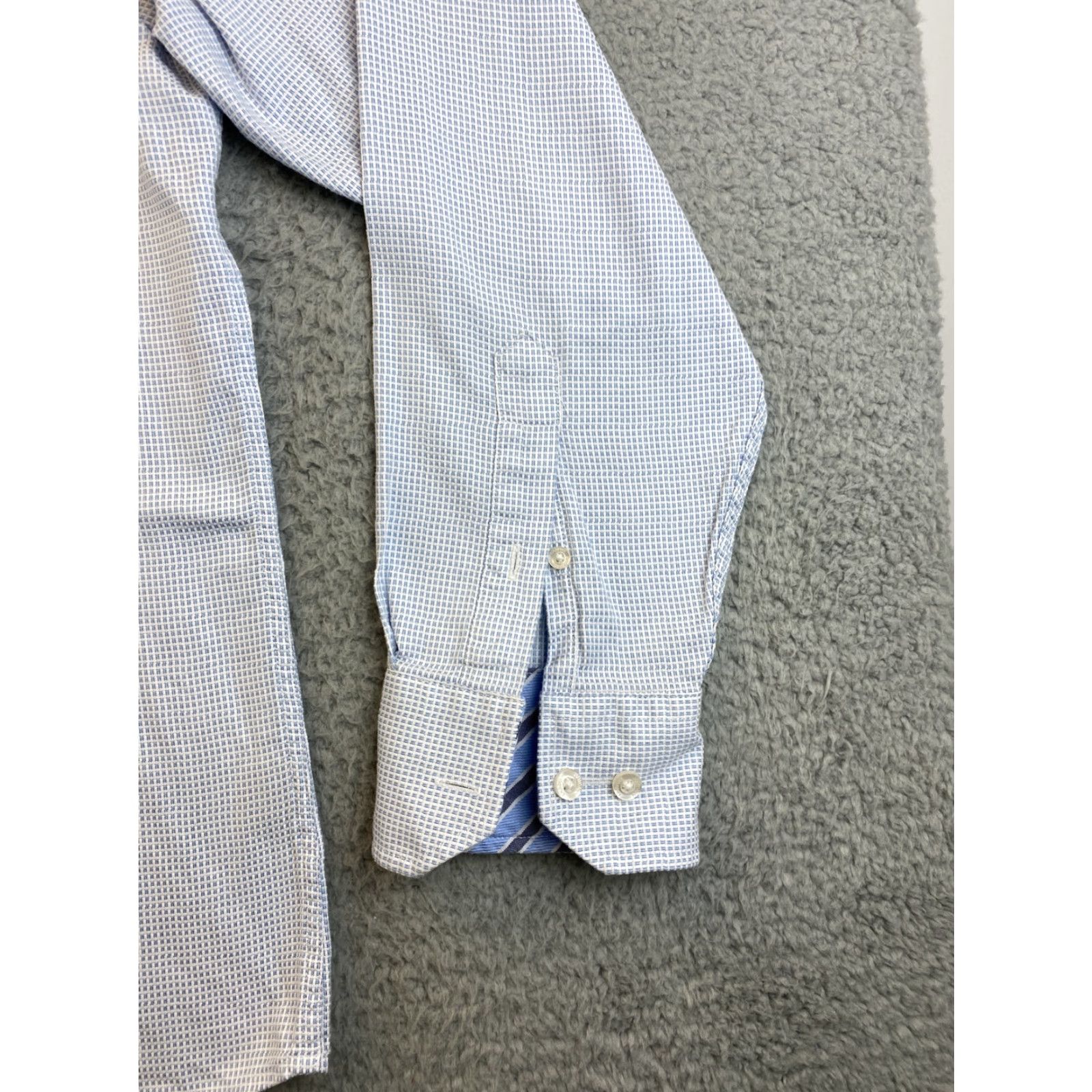 Johnston & Murphy Johnston & Murphy Dress Shirt Men L Long Sleeve Cotton 83-53 Blue Regular Breathable 90s? Size 42R - 3 Thumbnail