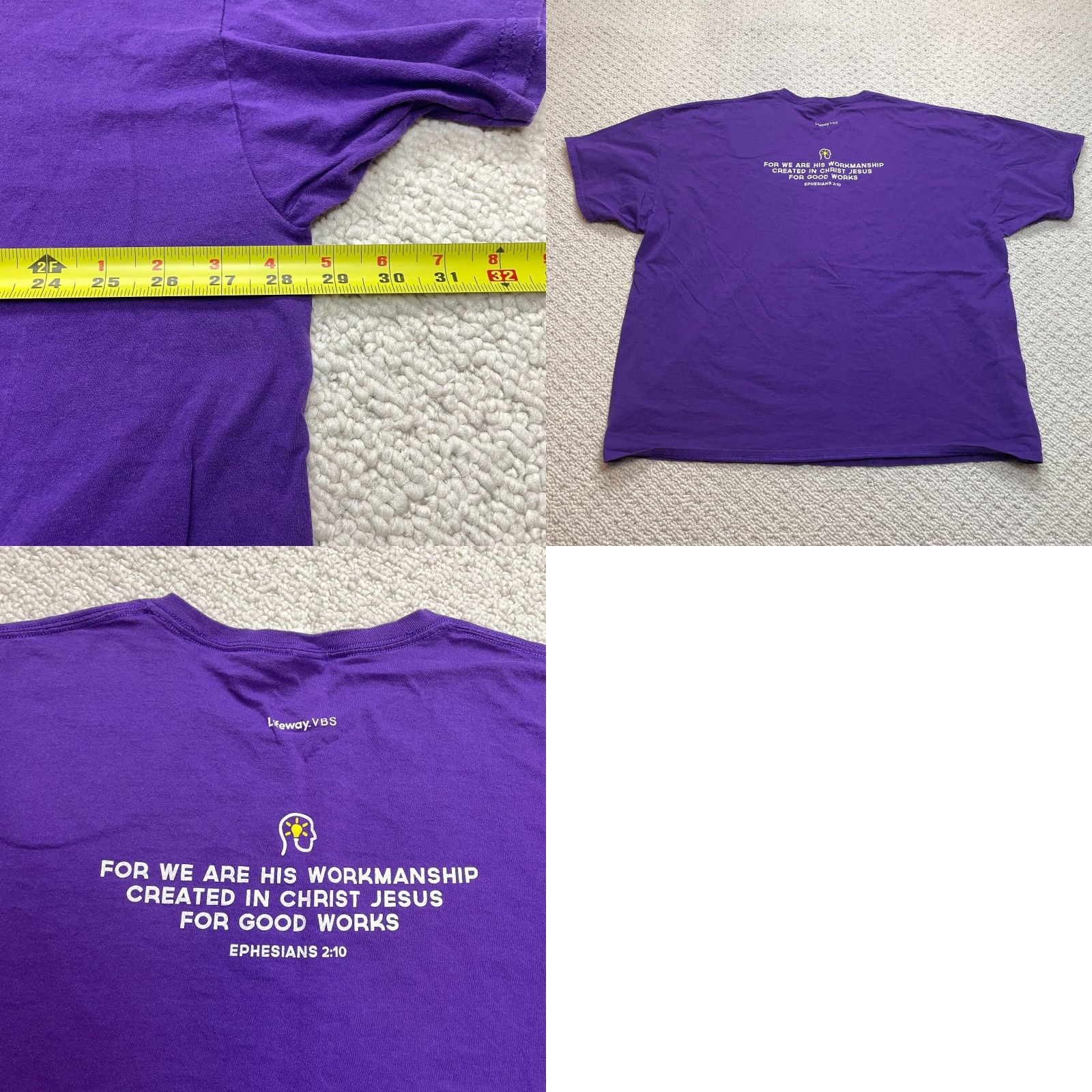 Fruit Of The Loom Fruit of the Loom Shirt Adult 4XL Purple Cotton Short Sleeve Crew Neck Logo Men Regular Vintage: No (But avoid N/A) Size US XXL / EU 58 / 5 - 8 Thumbnail
