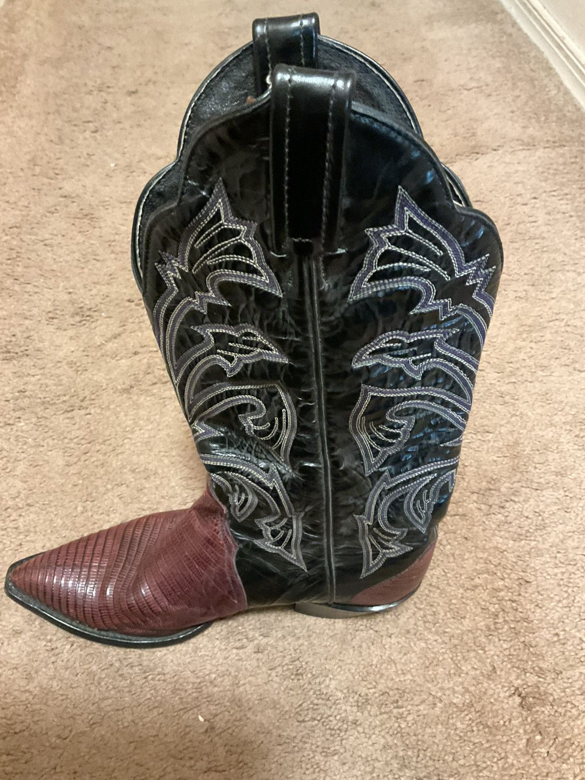 Tony Lama Vintage Tony Lama Black/Maroon Western Boots Size 7 Size US 7 / IT 37 - 9 Thumbnail