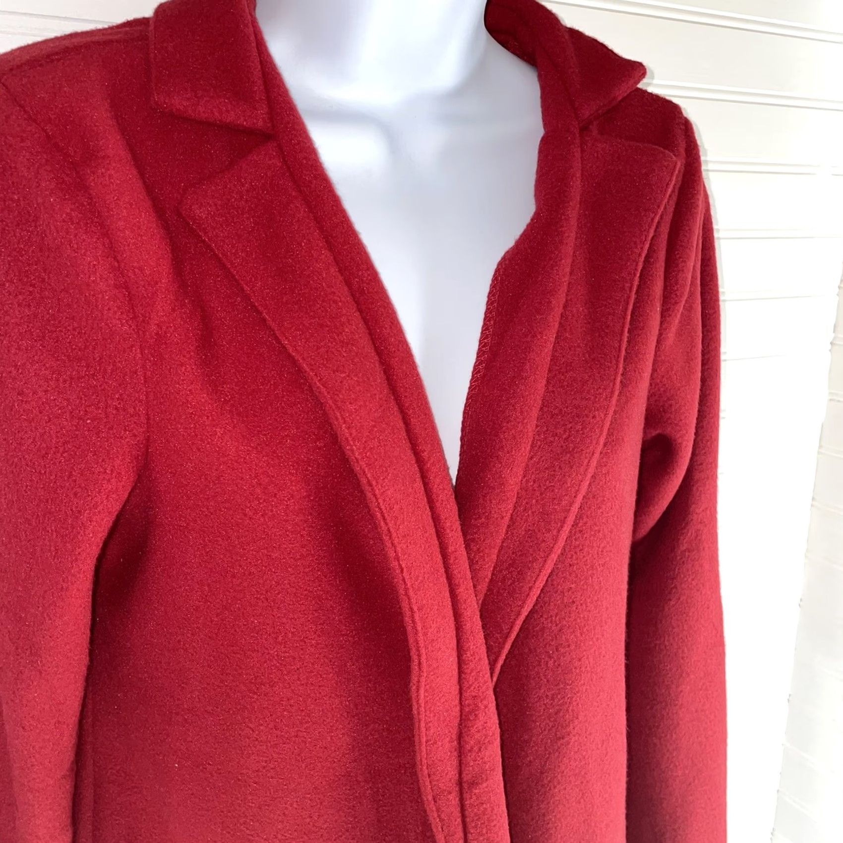 Vintage Women Red Blazer Jacket Long Sleeve Open Front Size M Casual Cotton Poly NWOT Size M / US 6-8 / IT 42-44 - 2 Thumbnail
