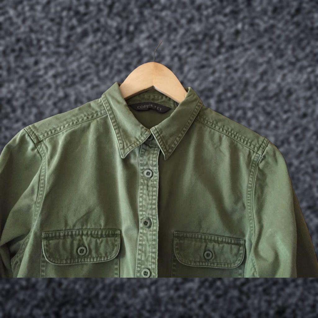 Vintage Copper Key Women’s Button Up Size L Green Long Sleeve Work Shirt Size L / US 10 / IT 46 - 1 Thumbnail