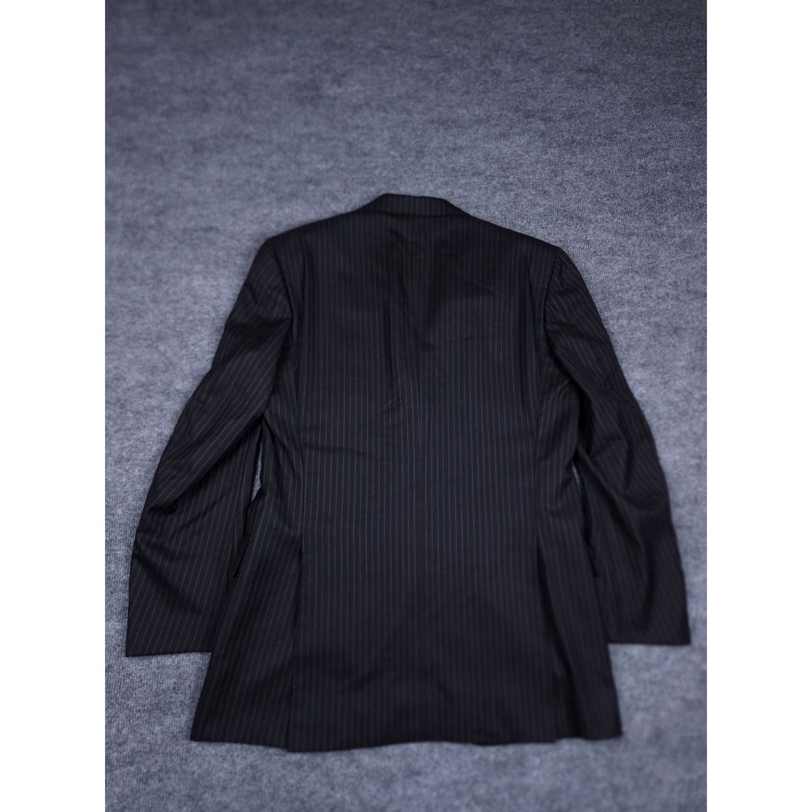 Vintage Battistoni Roma Jacket Men's 43 Navy Striped Wool Cashmere Blend Super 120's Blazer Single-Breasted 3-Button Size 46R - 4 Thumbnail