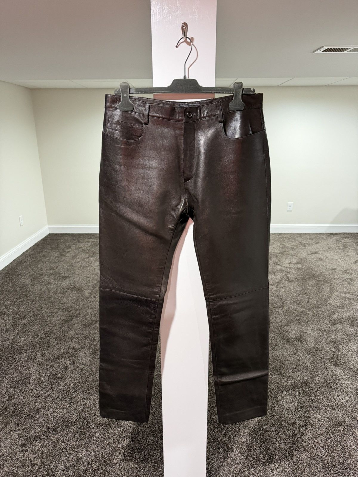 Prada Prada Vintage Dark Brown Leather Moto Pants Size US 32 / EU 48 - 1 Thumbnail