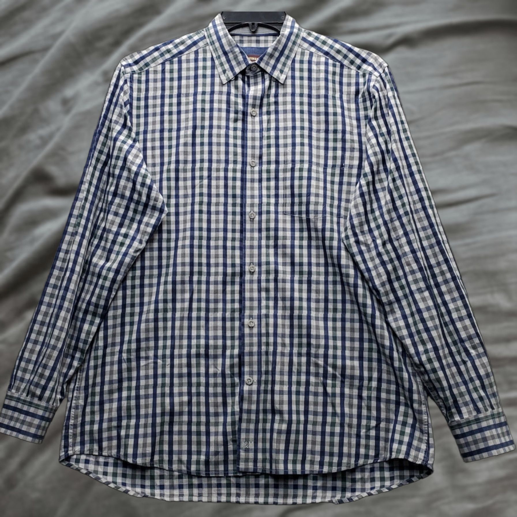 Johnston & Murphy Johnston & Murphy Shirt Mens L Multi Plaid Button-Down Chest Pocket Casual, Travel, Breathable, 100% Cotton, Regular Fit, Plaid, Long Sleeve Size US L / EU 52-54 / 3 - 1 Thumbnail