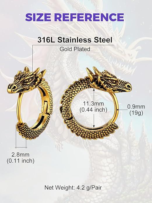 Other Dragon gold earrings Size ONE SIZE - 5 Thumbnail