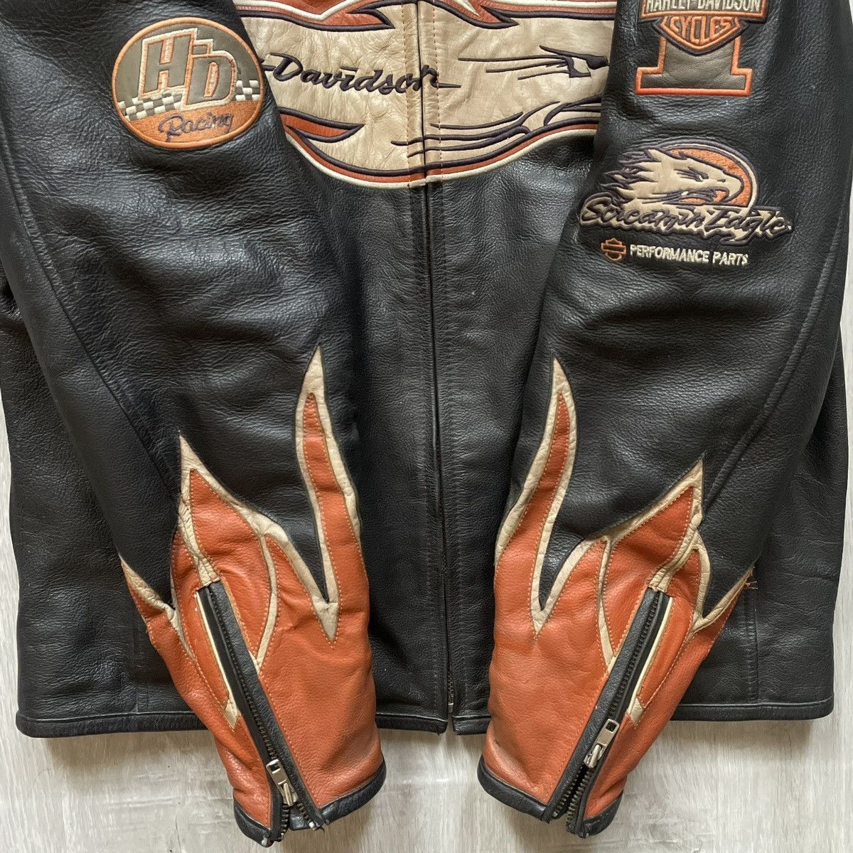 Harley Davidson Harley Davidson Racing Screamin Eagle Vintage Leather Jacket Size US L / EU 52-54 / 3 - 8 Thumbnail