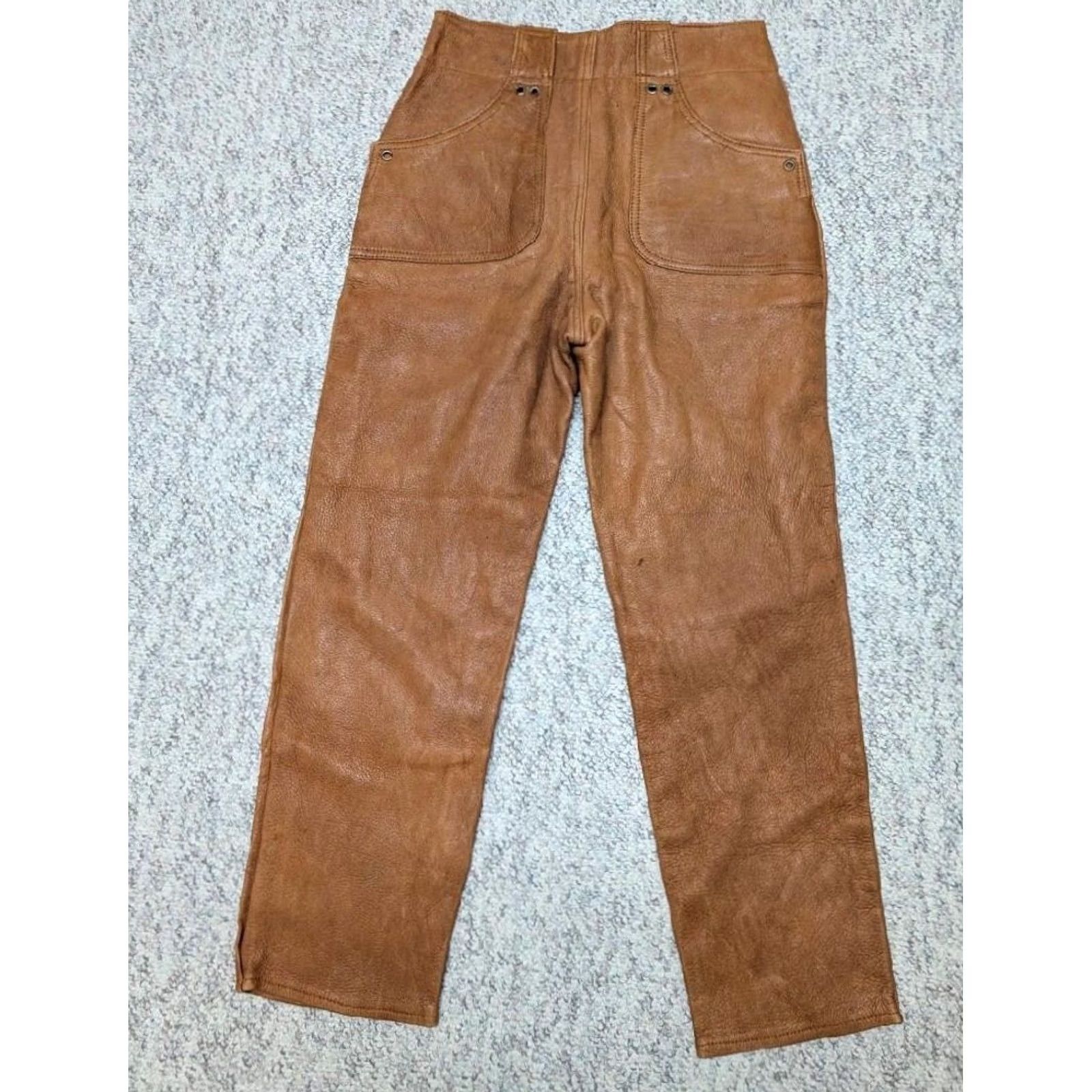 Vintage VINTAGE Garage Custom Leather Western pants 28x28 brown leather deerskin lambskin glove cowboy Size US 28 / EU 44 - 2 Thumbnail