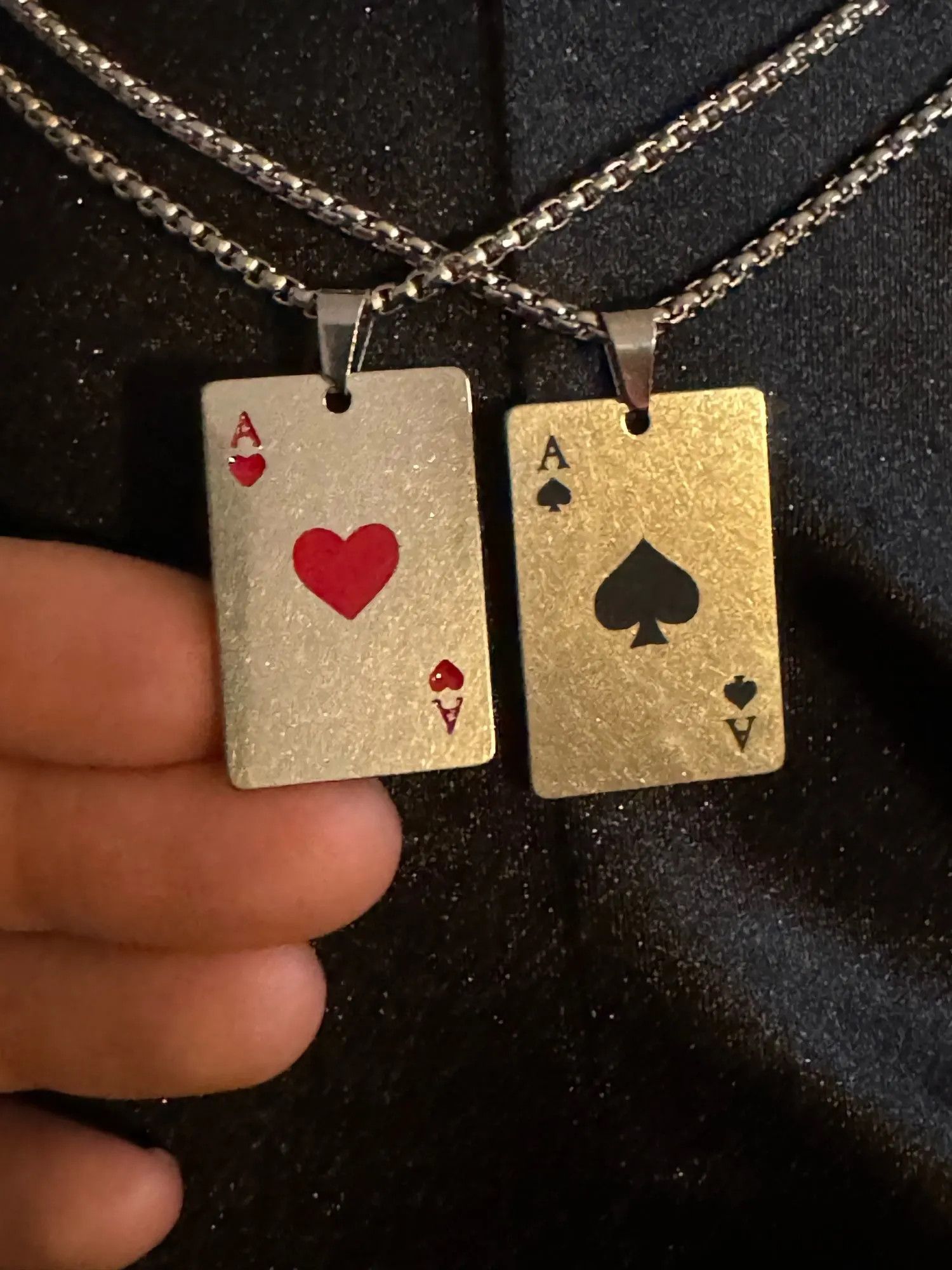 Vintage 2pcs of Ace Stainless Steel Poker Card Necklaces Size ONE SIZE - 2 Thumbnail