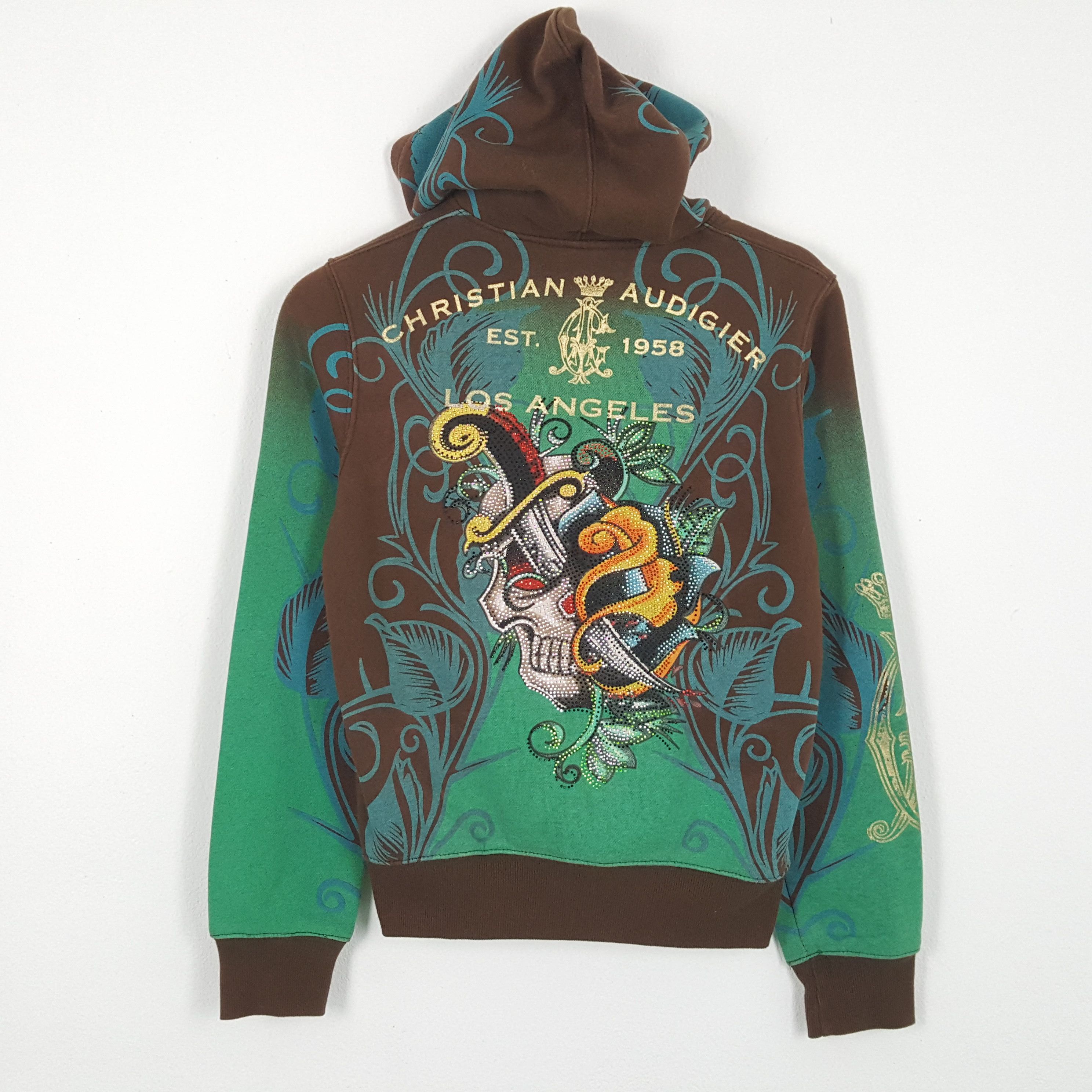 Christian Audigier × Ed Hardy × Vintage Vintage Christian Audigier Designer Ed-Hardy Style Hoodies Size XS / US 0-2 / IT 36-38 - 1 Thumbnail