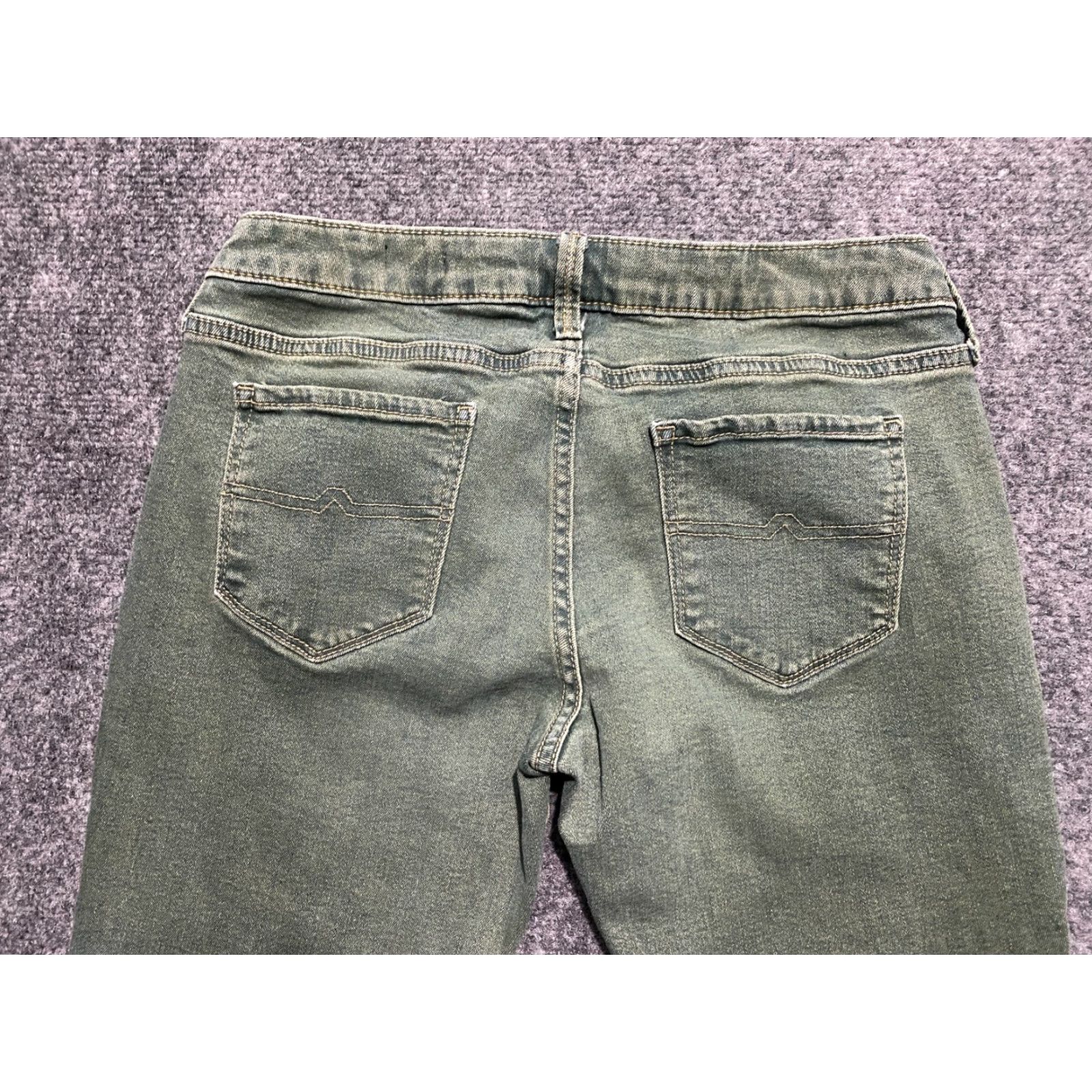 Vintage Arizona Jeans Jeans Skinny 28x28 Junior 5 Olive Green Low Rise Stretch 5-Pocket Womens Juniors Denim Cotton Spandex Size 28" / US 6 / IT 42 - 3 Thumbnail