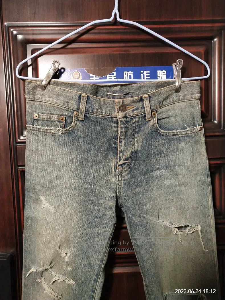 Saint Laurent Paris Saint Laurent Paris Blue three-hole heavy destruction on l Size US 28 / EU 44 - 4 Thumbnail