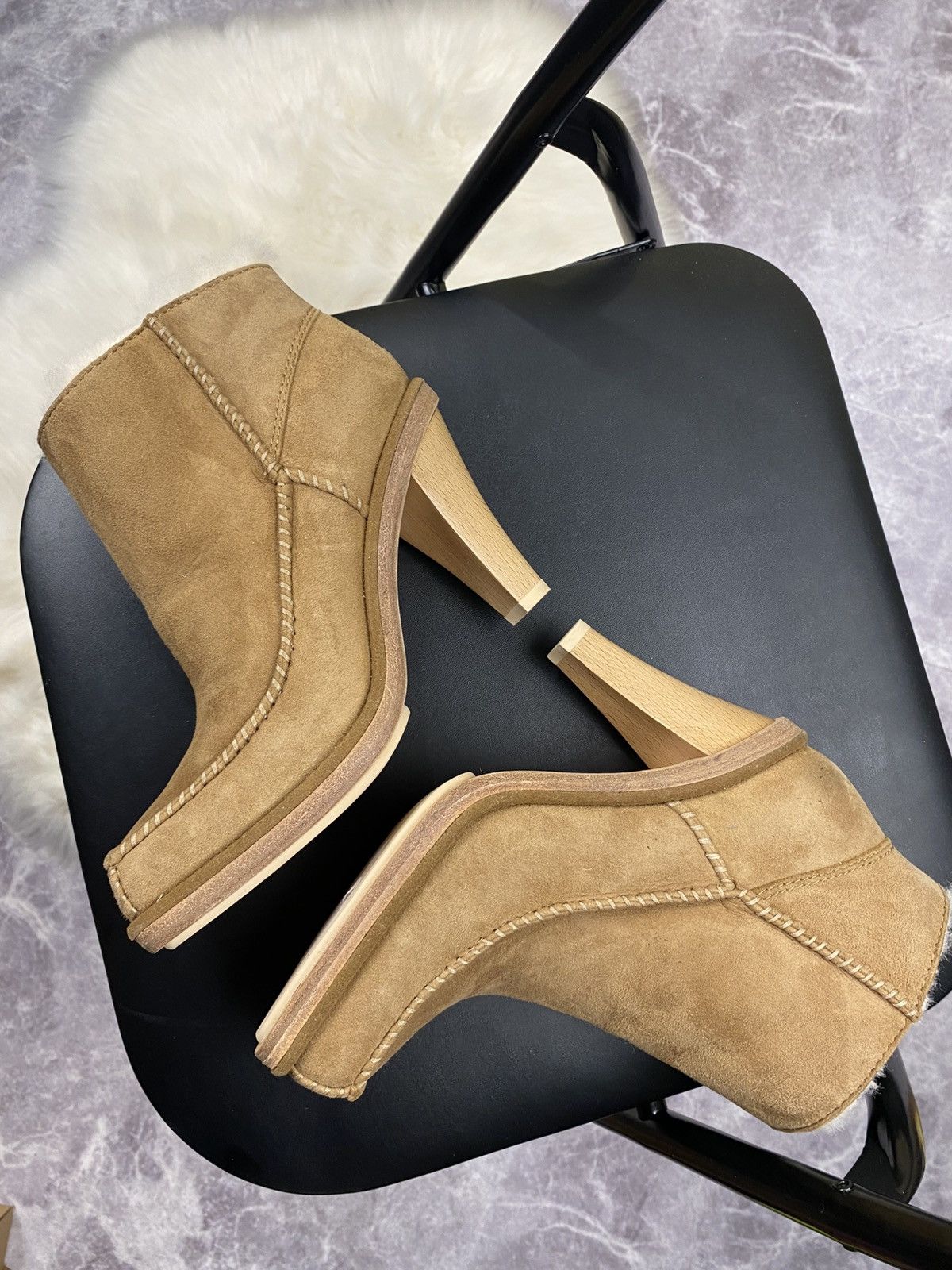 Eckhaus Latta Ugg X Eckhaus Latta Beige Square Toe Heel Boots Size: 37 Size US 7 / IT 37 - 7 Thumbnail