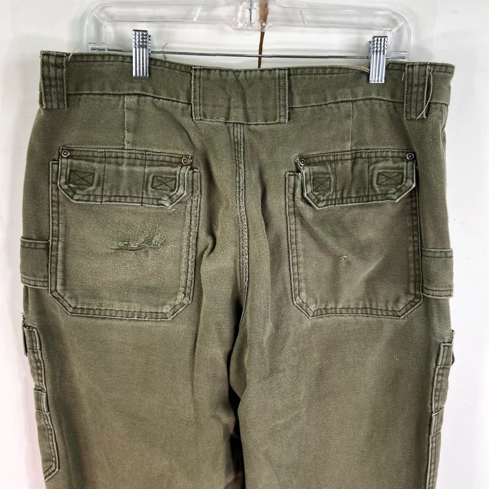 CO DULUTH Canvas Duck Carpenter Jeans Men 36x34 Green Workwear 90s Vintage Logo Mens Pants Regular Fit Green Size US 36 / EU 52 - 5 Thumbnail
