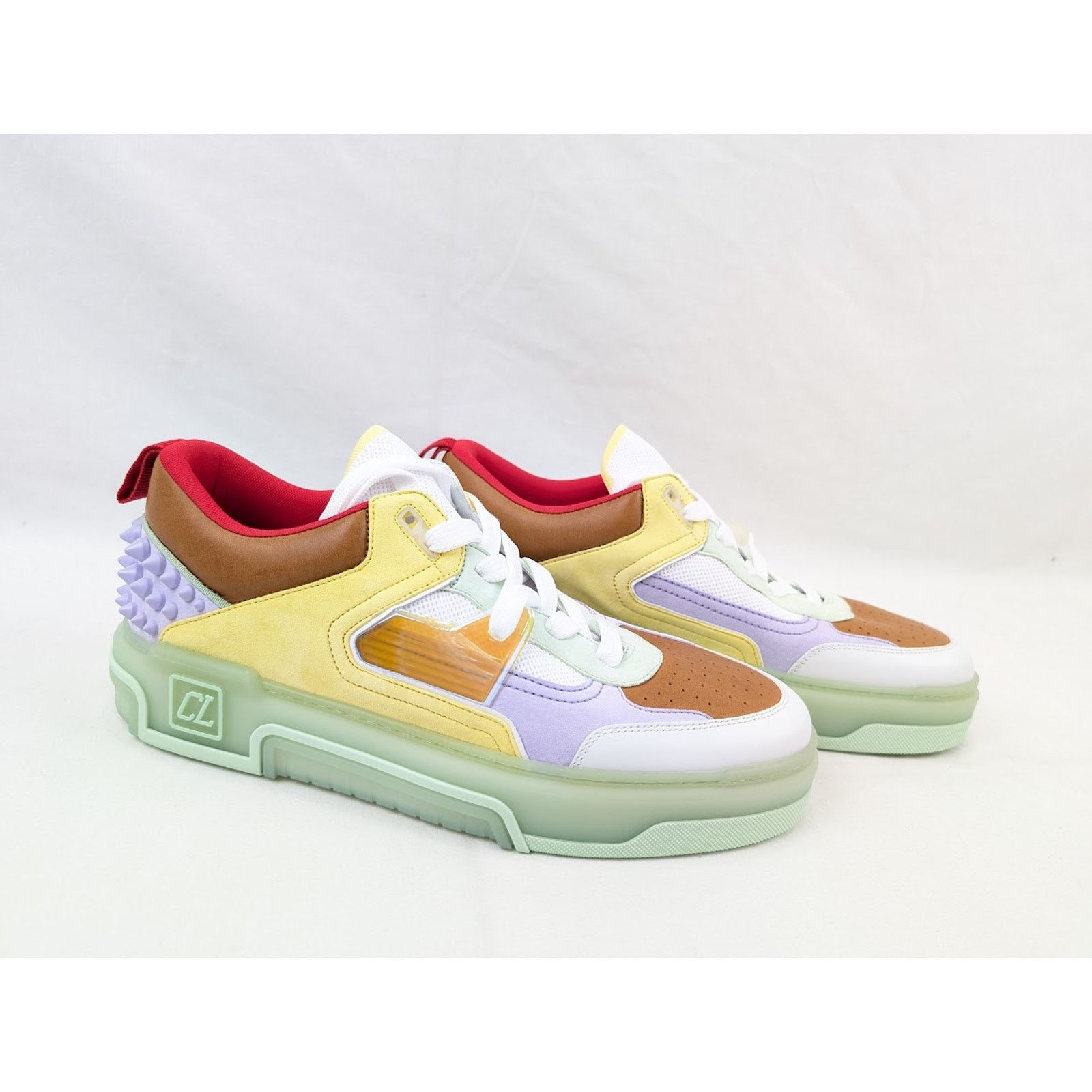 Christian Louboutin o1rshd1 Calf Astrol Loubi Flat Sneakers Studio Green/Lilac Size US 11 / EU 44 - 11 Thumbnail