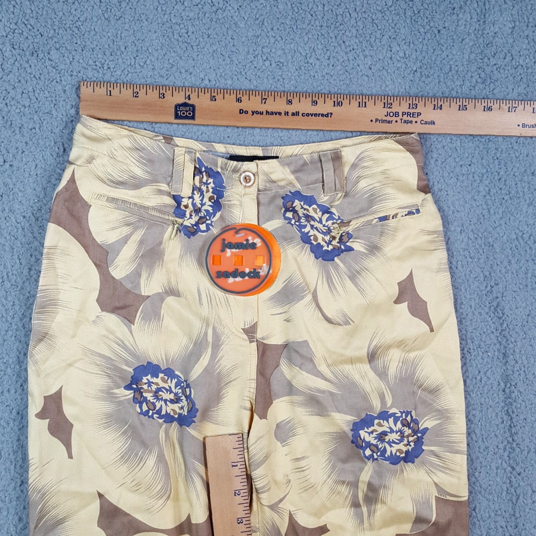 Vintage VINTAGE Jamie Sadock Yellow Floral 100% Silk Capri Pants Relaxed Tapered Women's Size 2 Y2K Bohemian Retro Size 26" / US 2 / IT 38 - 5 Thumbnail