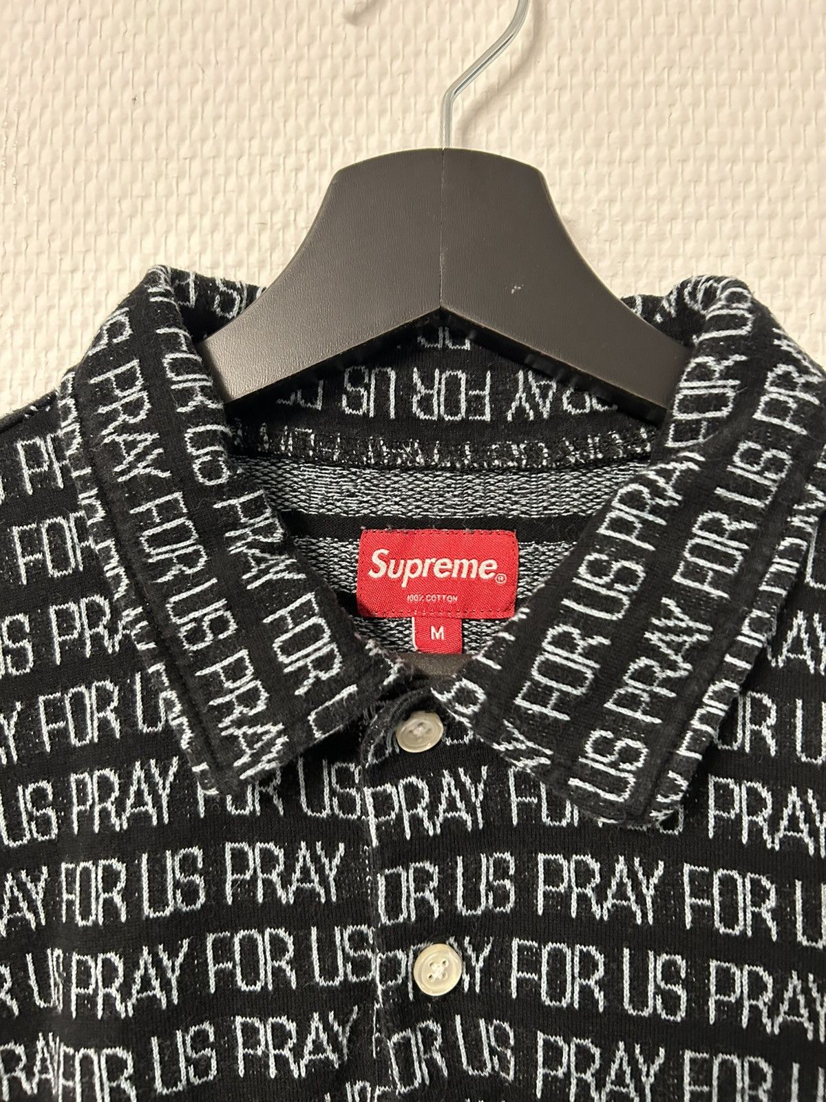 Supreme Supreme - SS18 Pray For Us Polo Schwarz🖤🤍 Size US M / EU 48-50 / 2 - 2 Thumbnail