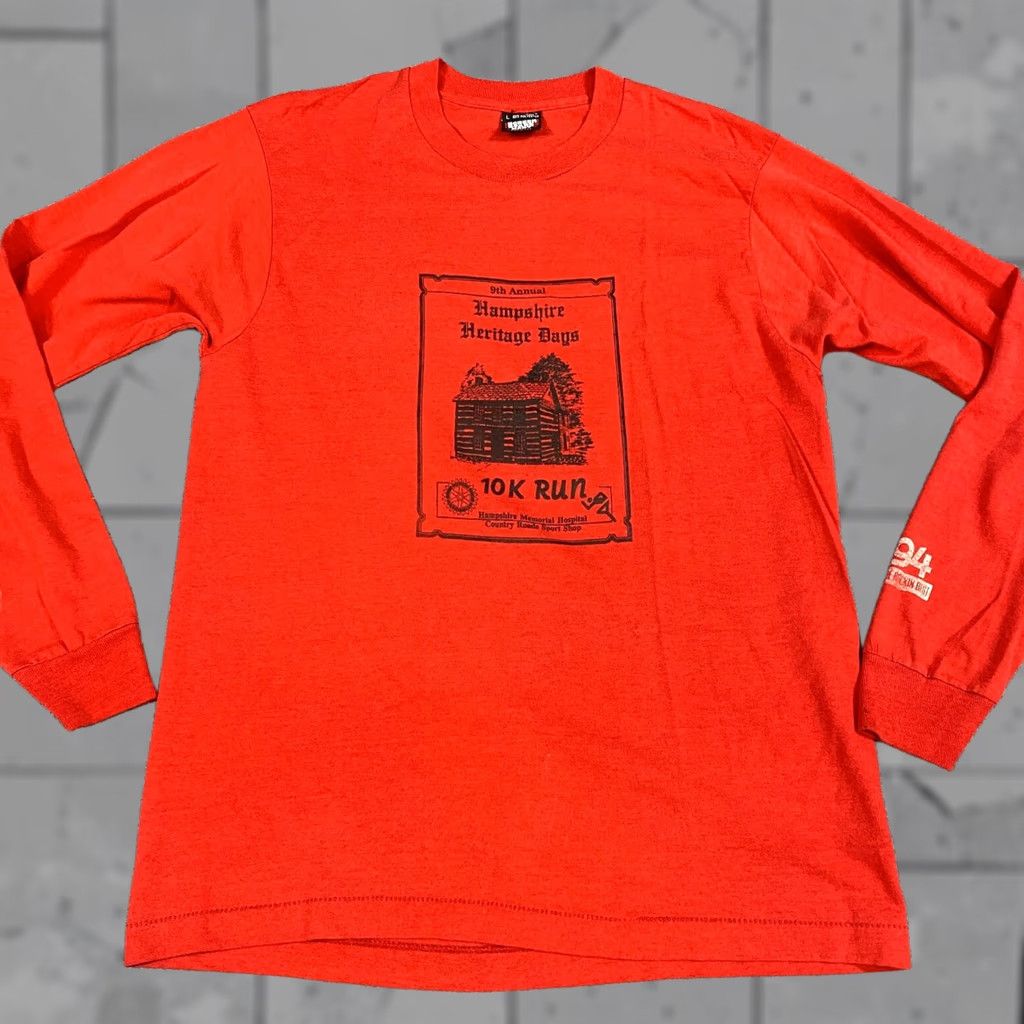 Vintage VINTAGE New Hampshire Heritage Days T-shirt M Red Long Sleeve 10K Run Cotton Blend Jersey Unisex Adults Mens Womens Boys Girls Size US M / EU 48-50 / 2 - 1 Thumbnail