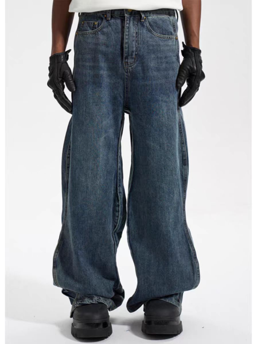 Japanese Brand × Jean High Street Twisted Wavy Retro Baggy Jeans Size US 34 / EU 50 - 1 Thumbnail