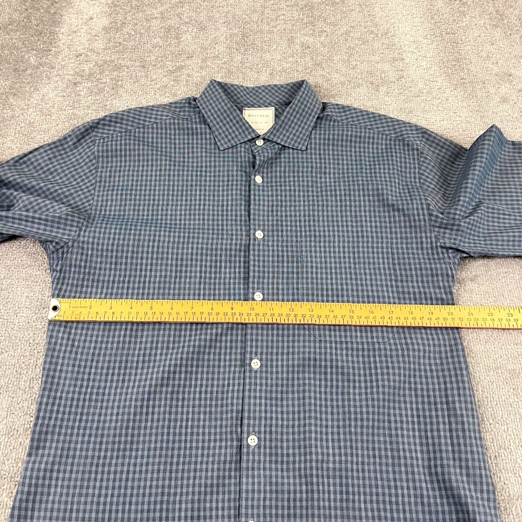 Billy Reid Billy Reid Shirt Mens Large Blue Gray Check Button-Up Long Sleeve Cotton Size US L / EU 52-54 / 3 - 4 Thumbnail