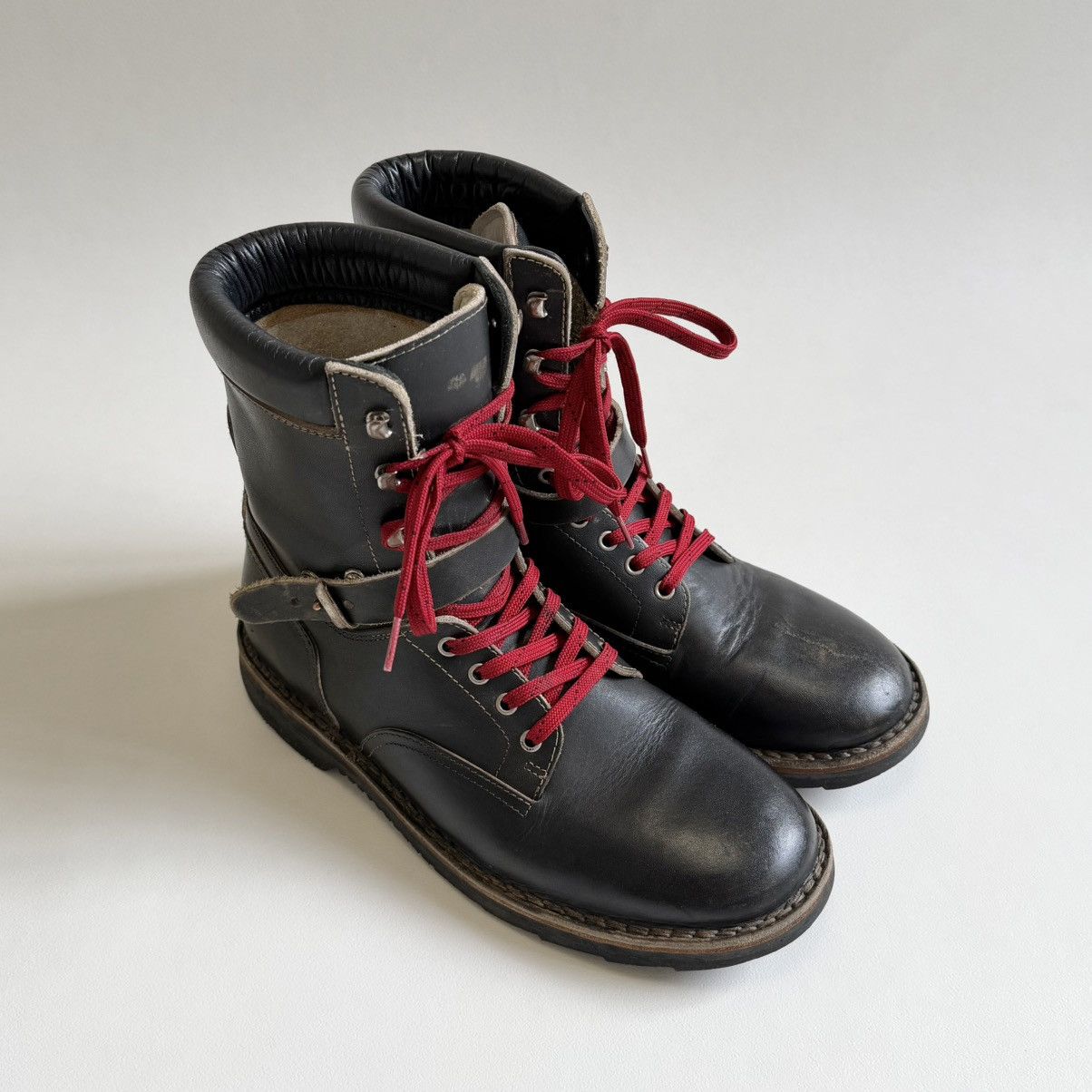 Maison Margiela Distressed Black Leather Combat Boots Size US 11 / EU 44 - 7 Thumbnail