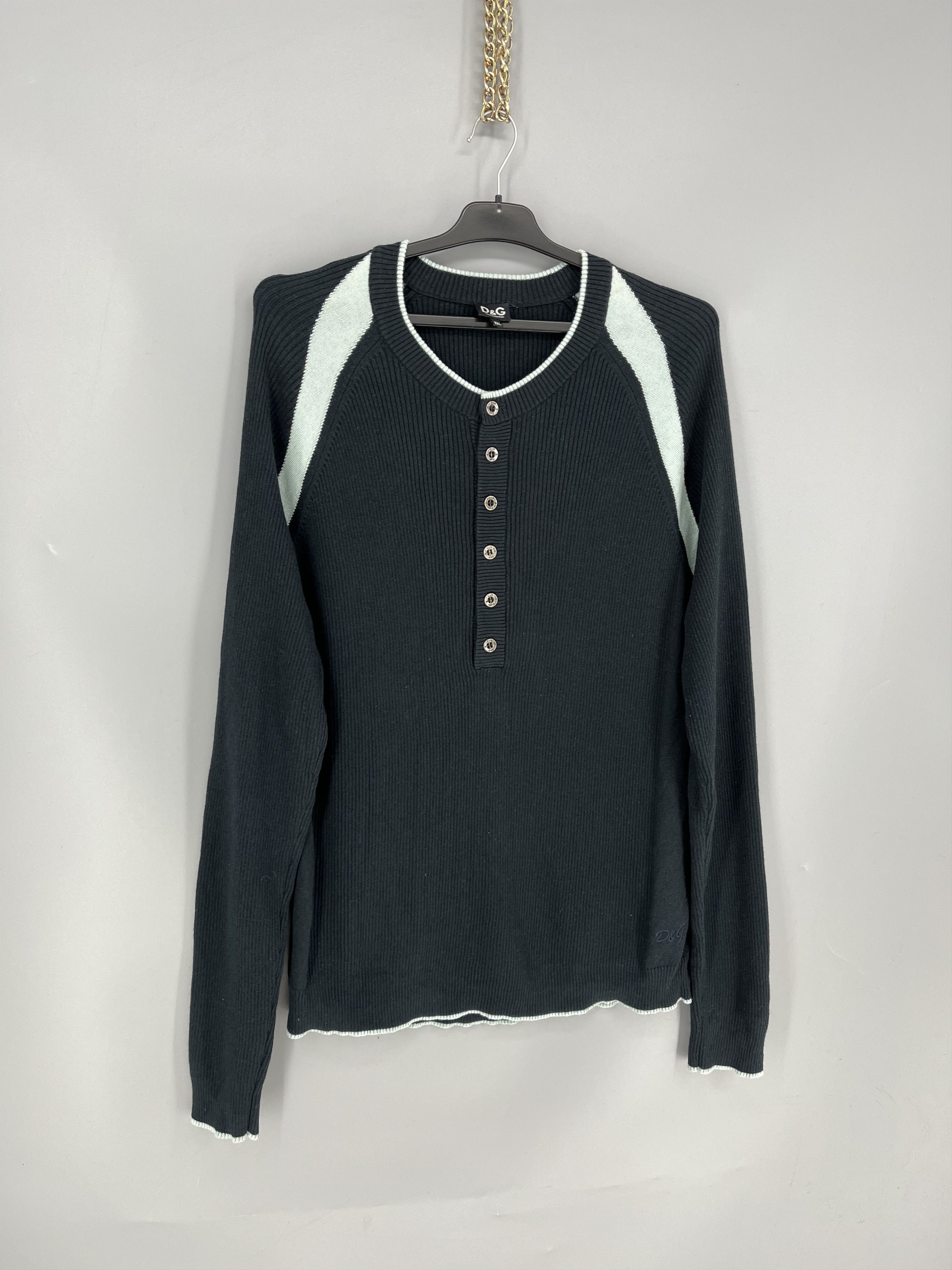 Dolce & Gabbana D&G Dolce & Gabbana Ribbed Henley Sweater Mens XXL Cotton Size US XXL / EU 58 / 5 - 2 Thumbnail