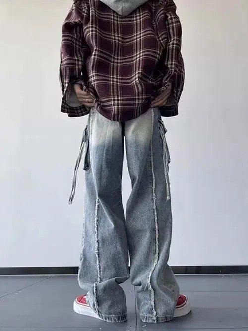 VIBE Blue Baggy Cargo Denim Jeans Size US 31 - 3 Thumbnail