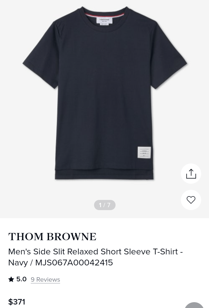 Thom Browne Men's Side Slit Relaxed short Slevee MJS067A00042415 Size US M / EU 48-50 / 2 - 8 Thumbnail